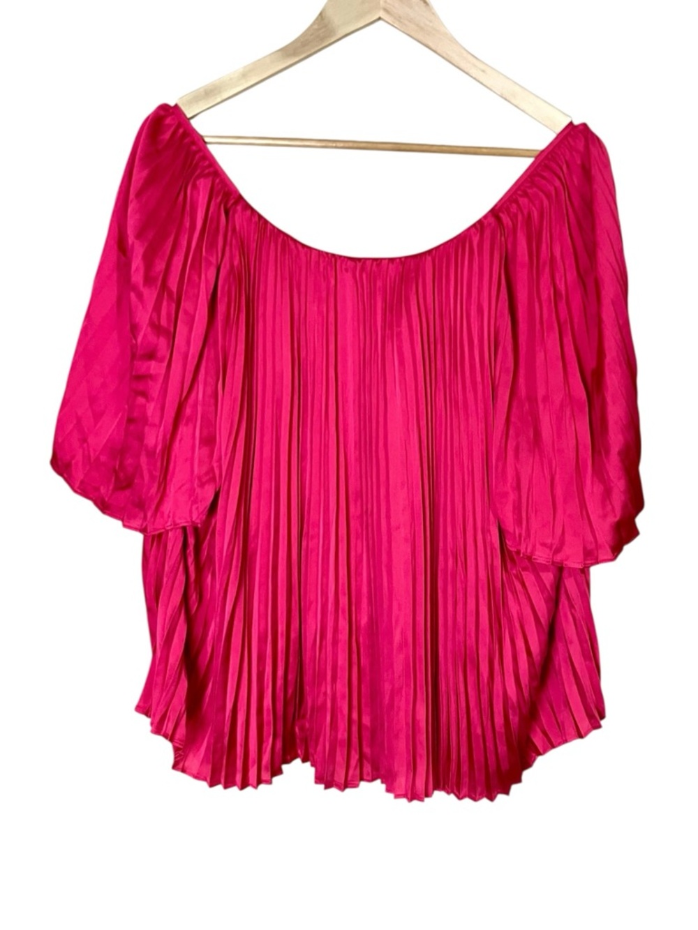 Jade by Johnny Was Pink Satin Pleat Blouse Size XL